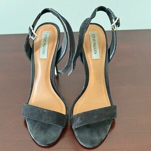 Steve Madden Black Suede Open-Toe Ankle-Strap Heels